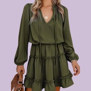 Happy Sailed Womens Long Sleeve Swing Mini Dress